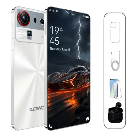 Celular Z80ultra 5g Libre 24gb Ram 2048gb Rom Dimensity9500 Octa Core 6.85 Fhd+ Bateria 8000mah Android 16 Gamer Auriculares Bluetooth Gratis Plateado