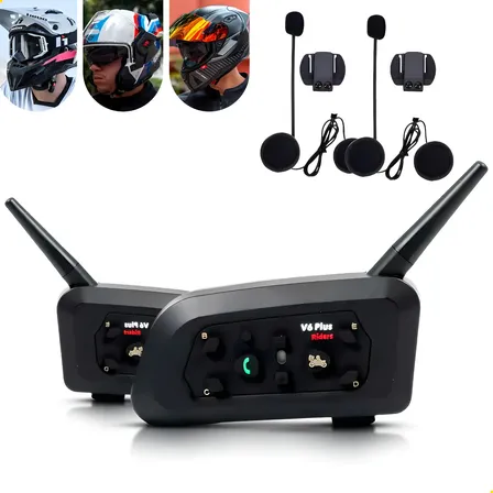 Par De Intercomunicador V6 Capacete Moto Bluetooth Microfone Comunicador Fone De Ouvido Capacete V6 Plus Par Kit 2pcs Radio Conversar Garupa Grupo