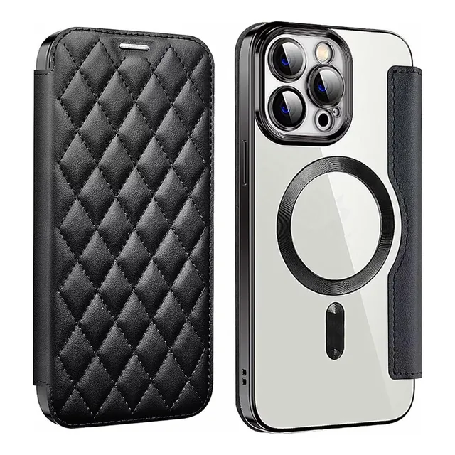 Funda Para iPhone 13 Pro Max, Lujosa Carcasa De Rejilla, Protección Contra Caídas, Antirrobo, Piel Con Tapa, Tarjetero