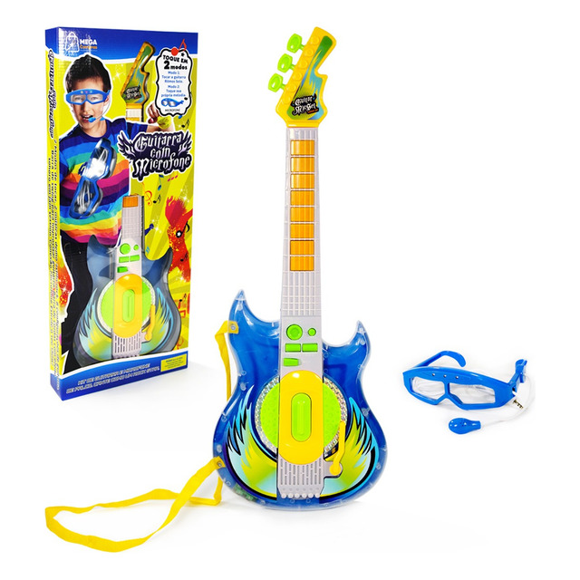 Guitarra Infantil E Microfone Conecta Celular Mega Compras
