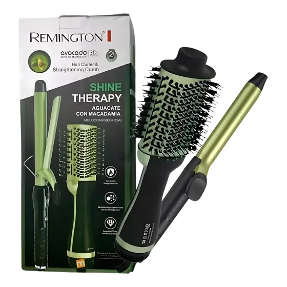 Cepillo Secador + Rizadora Therapy Shine Aguacate Remington