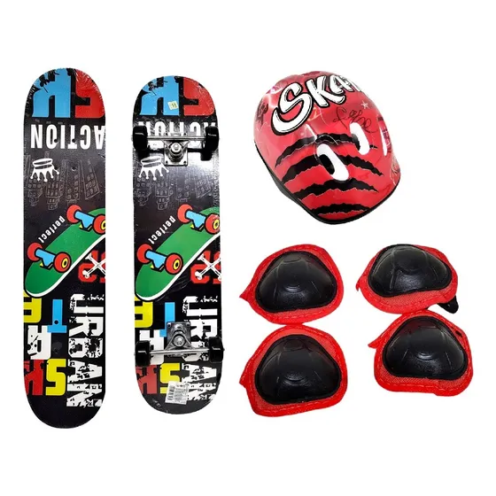 Set Mega Skate Casco Rodilleras Coderas En Bolso ELG 10104