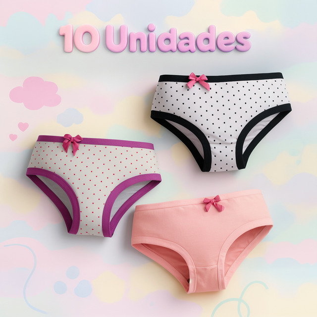 10 Calcinhas Infantis Antialérgicas Algodao Premium Conforto 10 Calcinhas Infantis Antialérgicas Algodao Premium Conforto