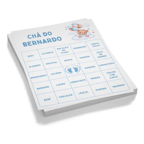 Bingo Chá De Bebê | Ursinho Balloons - 60 Cartelas Pdf