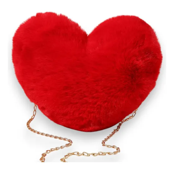 Cartera Bandolera De Dama Forma Corazón Y Piel De Peluche