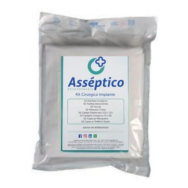 10 Kits Cirúrgico Estéril Implante 30grs Branco