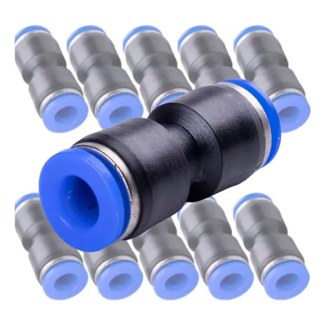 10 Conexão Pneumática Reta União Emenda 6mm Instantânea Kit