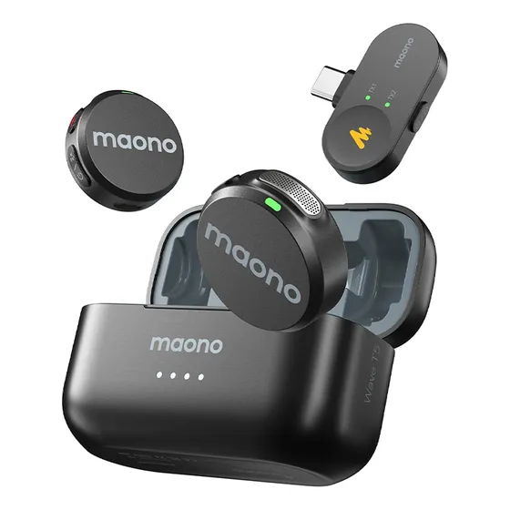Microfone De Lapela Sem Fio Maono Wave T5 Usb Tipo C Wm650
