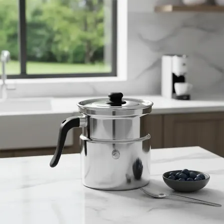 Leiteira Multitudo Casa 1,5l Alumínio Com Apito Térmica Alumínio Fundido Prata