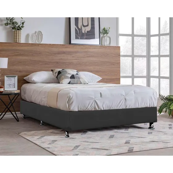 Base Cama Box Matrimonial De Madera Con Tapiz Para Colchon