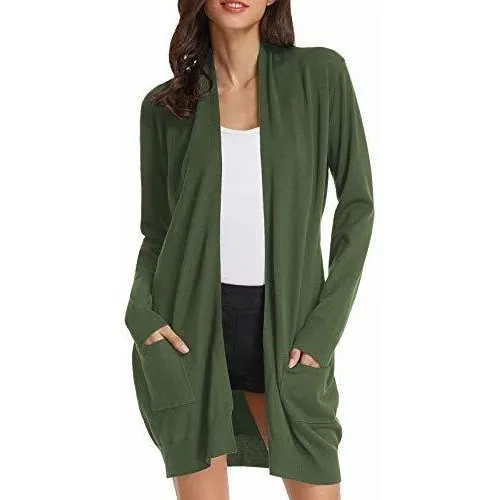 Mujer Peso Ligero Delantero Manga Larga Cardigan(2xl, J9z2j