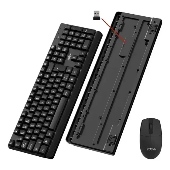 Kit Teclado + Mouse Sem Fio Inova ABNT2 USB 2.4GHz