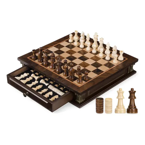 Peradix Tablero De Ajedrez Magnético De Madera – Plegable, 38x38 Cm, Con 2 Reinas – Ideal Para Viajes Y Regalo
