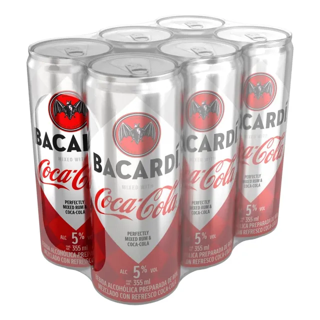 Bacardi Con Coca-cola Original Pack De 6 Latas De 473 Ml