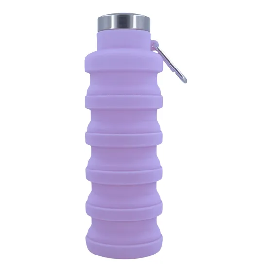 Botella Deportiva Silicona Plegable Tapa Acero Inox 500ml