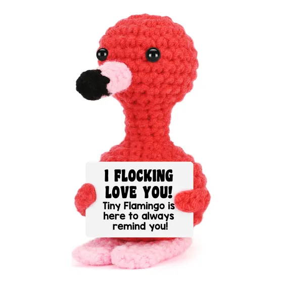 Flamingo Love Gift Hecho A Mano A Ganchillo, Divertido Regal