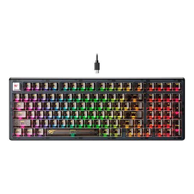 Teclado Gamer Havit Kb875l Mecânico Switch Red Rgb Preto Idioma Inglês Us