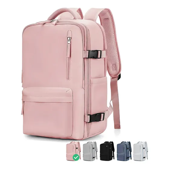 Mochila De Viaje Impermeable Avión Aprobado Capacidad De 40l Color Rosa Diseño De La Tela Lisa
