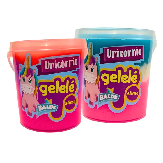 Gelelé Slime Geleca Balde Grande Unicórnio 457g 2 Unidades