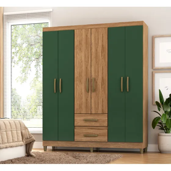 Placard Ropero Armario Dormitorio 6 Puertas /cajón Compramas Color Marrón