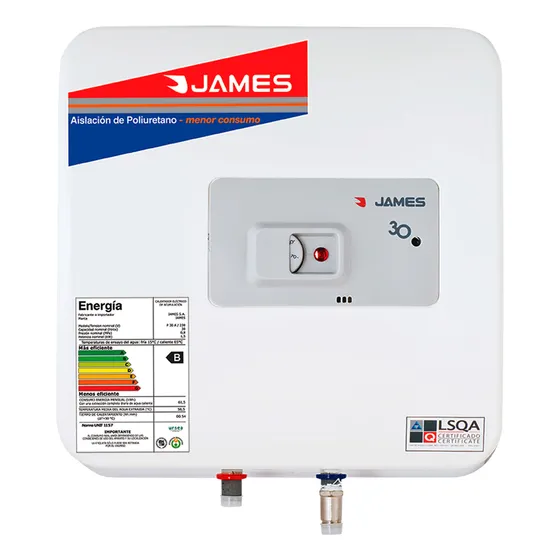 Termotanque James Calefón 30l Prisma Tanque De Acero