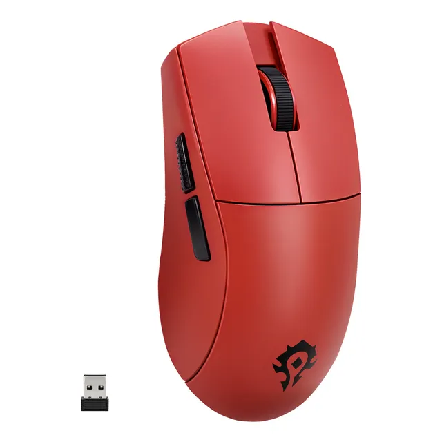 BLIZZARD Mouse Gamer Inalámbrico World of Warcraft 1KHz, Últra Ligero 49g, Sensor Avanzado HL9339, BT/2.4G/Cableado, 26000Dpi y 650Ips, 5 Botones Programables, Color Rojo YGK01