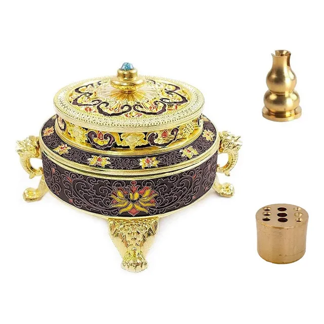 Soporte Para Quemador Incienso Tibetano Dorado Palo Cono
