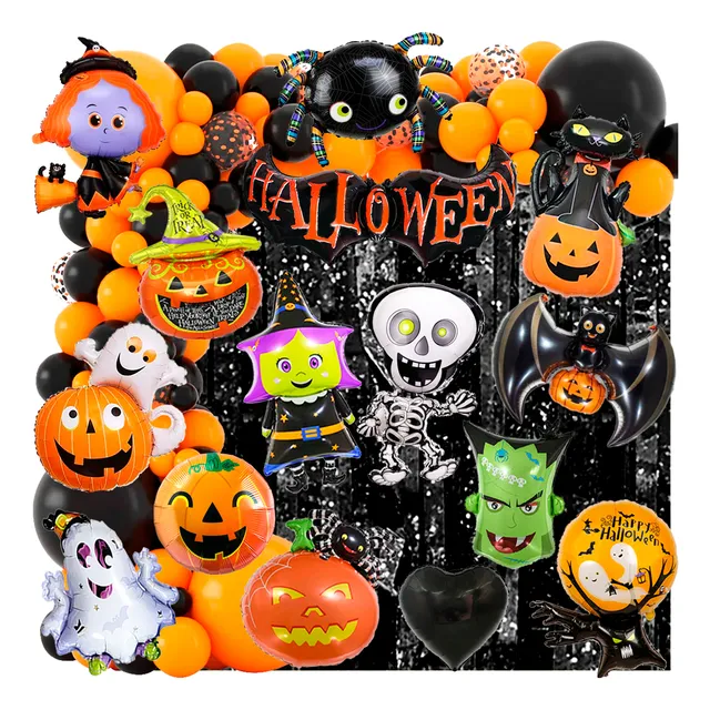 Set 50 Art Halloween Calabaza Esqueleto Fantasma Araña Globo
