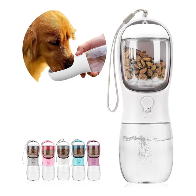 Botella De Agua Para Perros Con Contenedor De Comida 300ml B