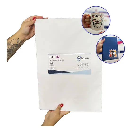 Filme Dtf Uv Lado A Pro Resolution Tamanho A3 48 Folhas