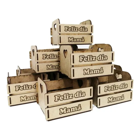 Lote De 10 Cajoncitos Grabados En Mdf 