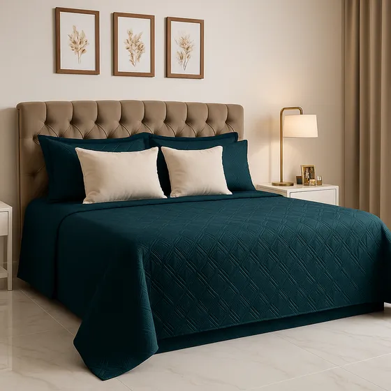 Colcha Casal Liso Dupla Face Cobre Leito Luxo Moderna Chique