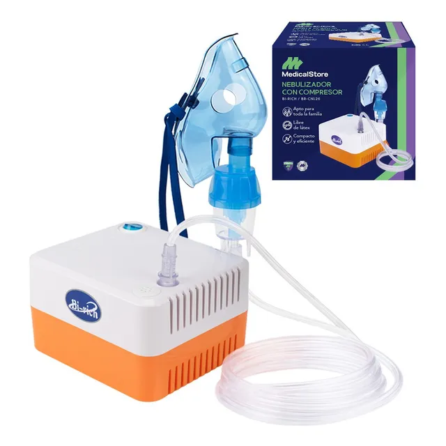 Nebulizador Silencioso Adulto Y Infantil Marca Bi-rich Cn126 Color Blanco Naranja