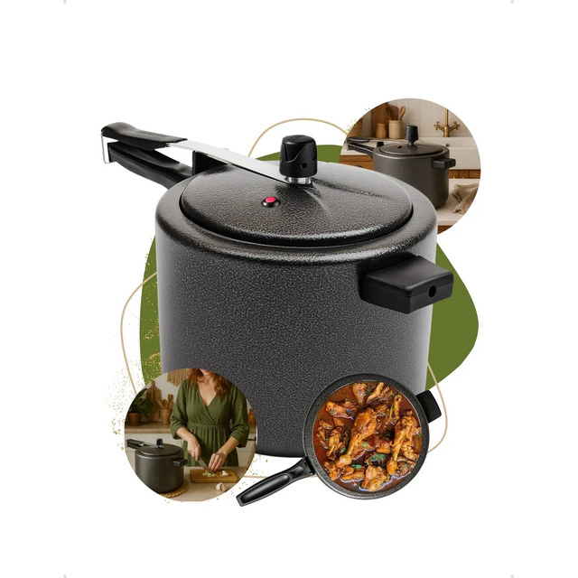 Panela De Pressão 7 L Alumínio Preta Craquelada Segura Reforçada Inmetro Preto Panela De Pressão 7 L Alumínio Preta Craquelada Segura Reforçada Inmetro Preto