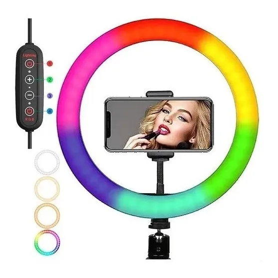 Aro De Luz Led 26 Cm Luz Rgb/ No Incluye Trípode