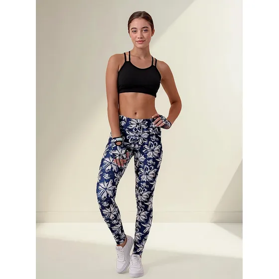 Calza Fixpower Mujer Deportiva Sublimada Con Guantes A Tono