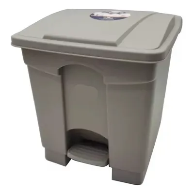 Papelera Plastica De Pedal Cuadrada 30lt Gris Meital