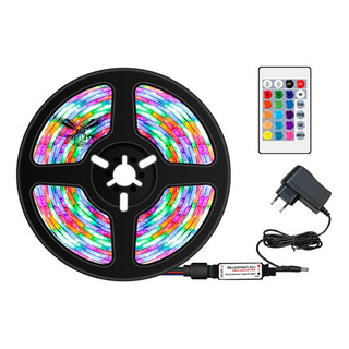 10 Metros Fita Led Rgb Silicone Colante Com Fonte E Controle 10 Metros Fita Led Rgb Silicone Colante Com Fonte E Controle