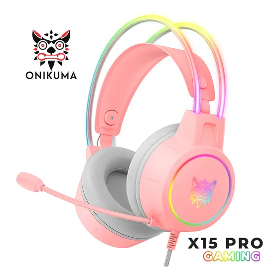 Audifonos Gamer Rgb Microfono Headset Onikuma X15pro Pink