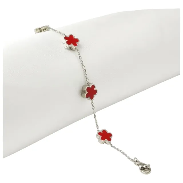 Pulsera De Acero Inoxidable Tipo Van Cleef Hojas Pequeñas