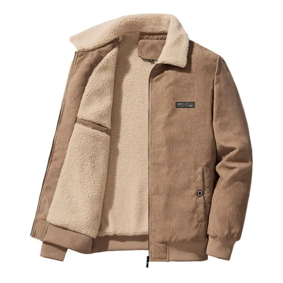 Chaqueta Cálida Con Forro Polar De Pana Para Hombre Invierno