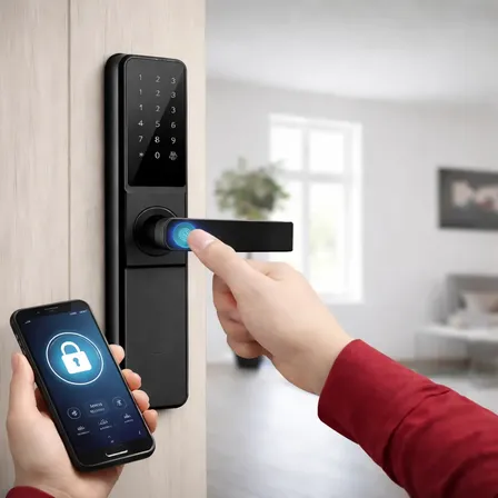 Fechadura Smart Lock Digital Biometrica Senha Porta Preta Preto