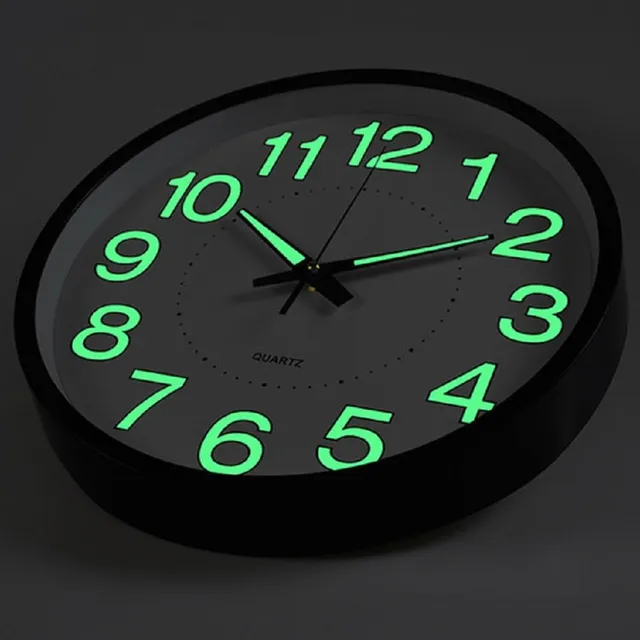 Reloj Pared Luz Nocturna 12  Cuarzo Silencioso Tictac Numero