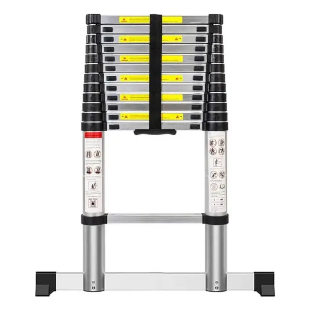 Escalera Telescópica 3.2 Metros Retractil Facil De Armar Color Plateado