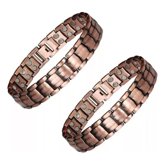 2 Pulseiras Magnéticas De Cobre Puro Para Tratamento De Artr