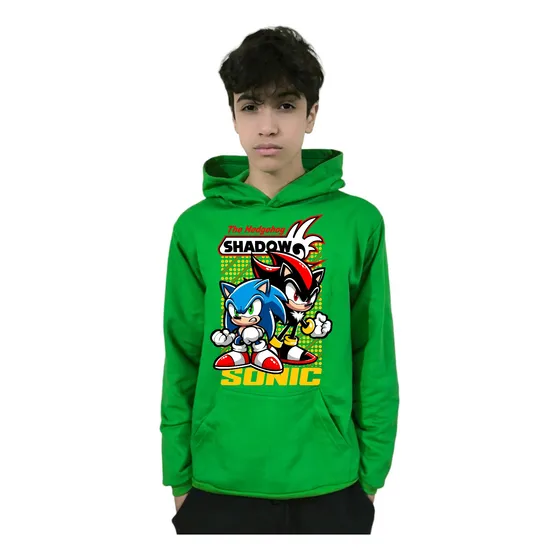 Polerón Canguro Capucha Sonic Y Shadow The Hedgehog Cod 001