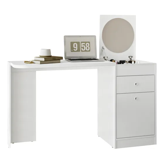 Penteadeira MS Móveis Mesa Infantil Escrivaninha Camarim Desejo Para Quarto e Maquiagem Albatroz Cor Branco