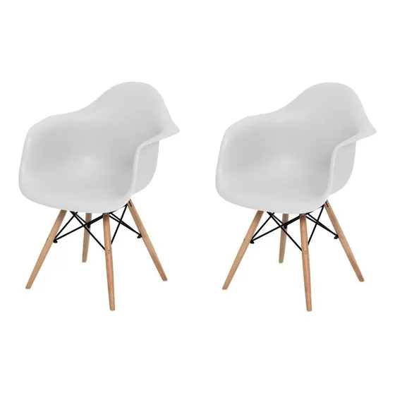 Kit 2 Cadeiras Eiffel Com Braço P/ Sala De Jantar