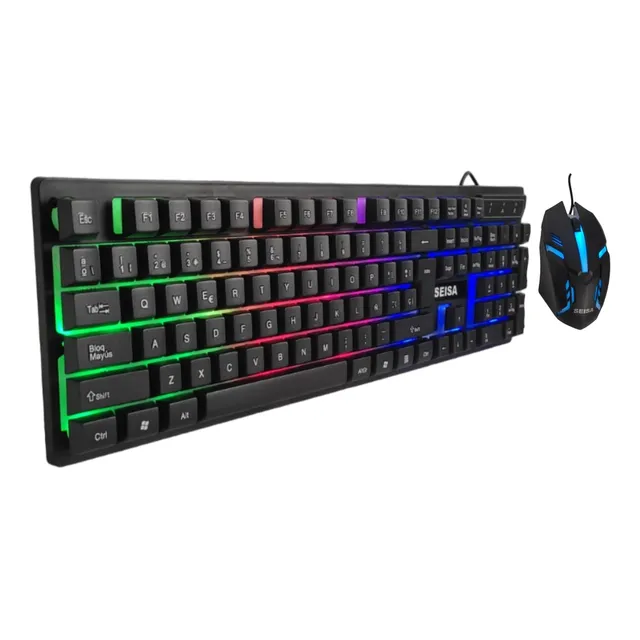 Combo Teclado Y Mouse Gamer Para Pc Laptop Luz Rgb Cable Usb
