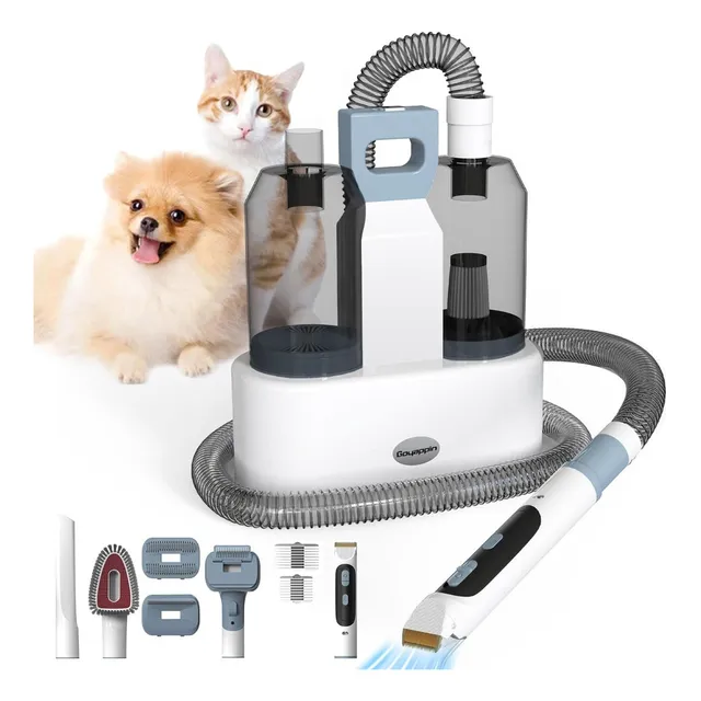 Corta Pelo Mascota Con Aspiradora Secadora Esquiladora 4en1 Color Blanco